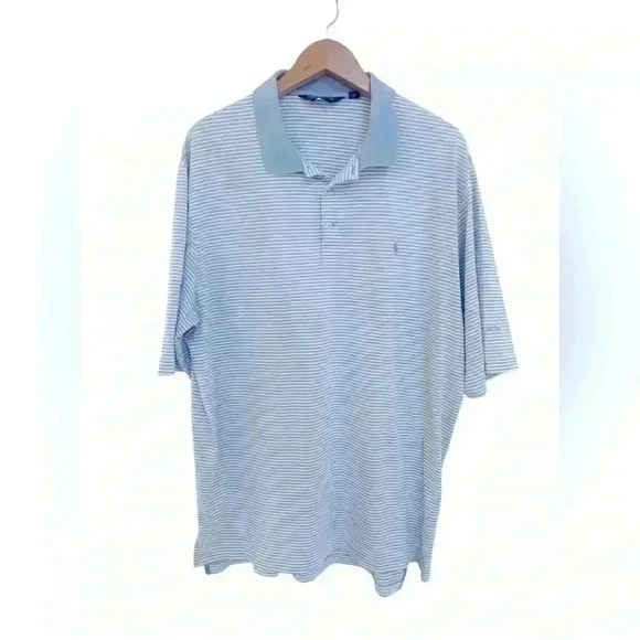 Ralph Lauren Golf Polo Shirt White/Blue Striped Men’s Size XL - Picture 1 of 4